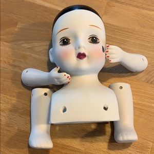 #1 RARE NEW vintage porcelain French Pierrot doll.